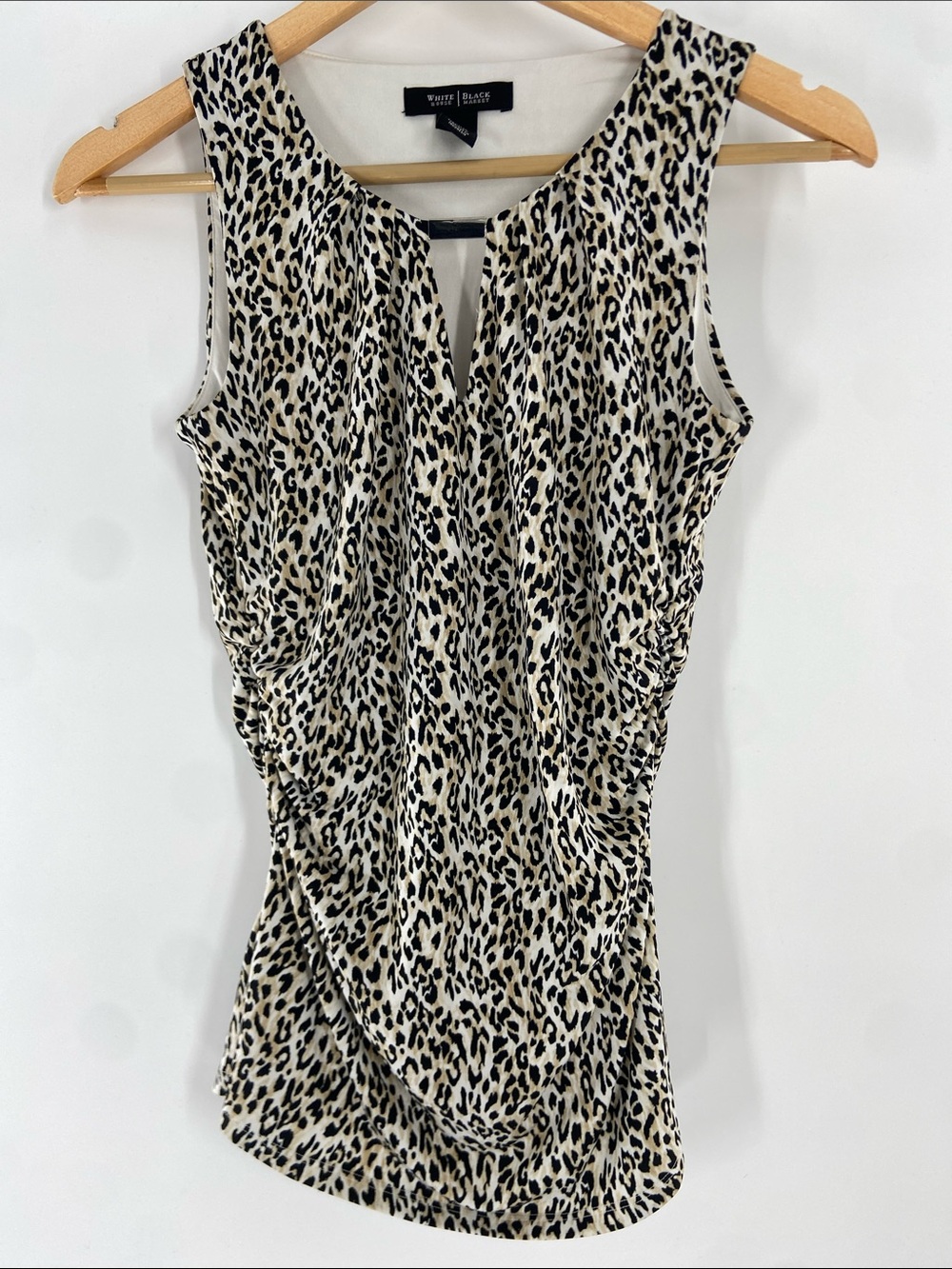 White House Black Market Black and Beige Animal Print Sleeveless Top Size XS
